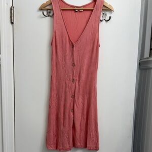 Roxy Coral Button-Front Mini Dress